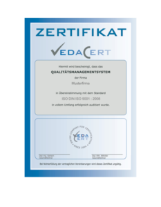 VedaCert Zertifikat QM-System